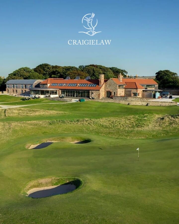 Craigielaw Golf Club - club house and 9th green
