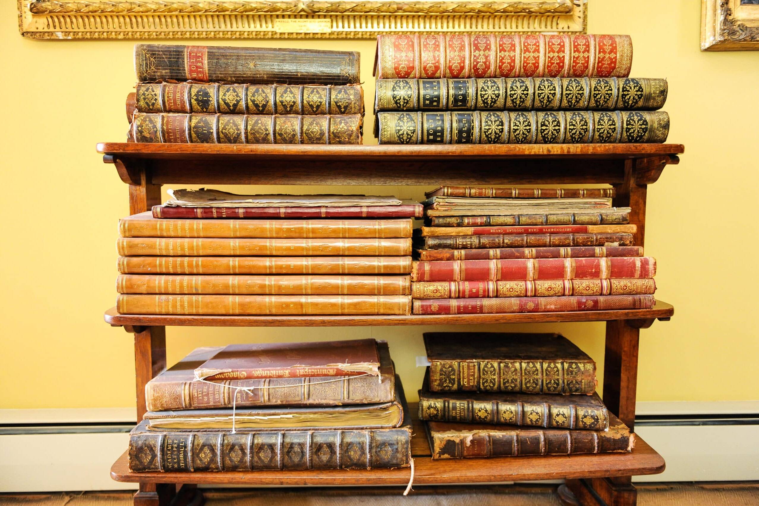 Antique books on shelves